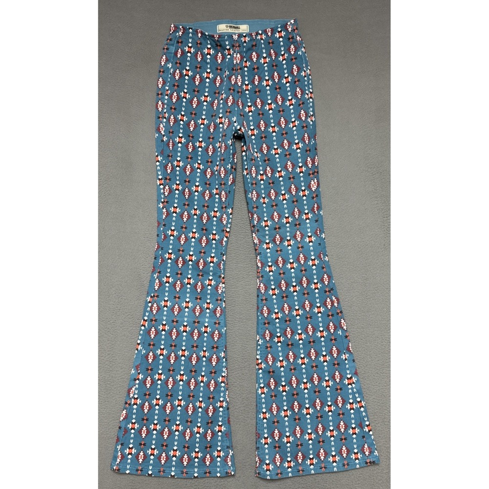 Rock Roll Denim Womens 25x32 Bargain Bell Flare Pants Southwestern Aztec Stretch